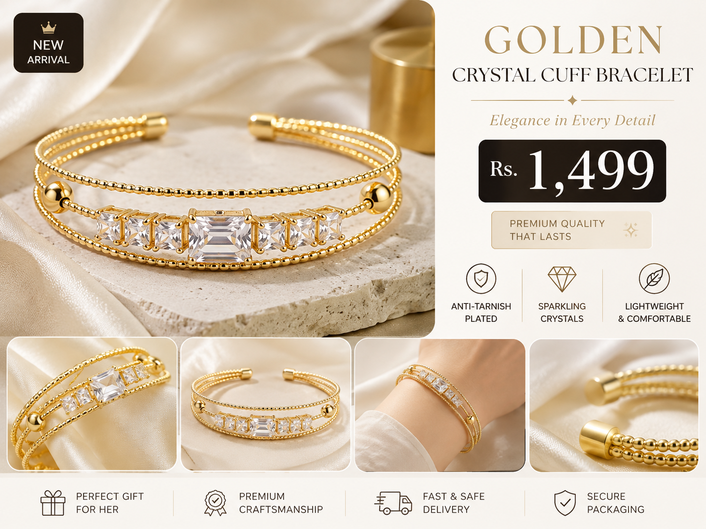 Celeste Gold Cuff Bracelet